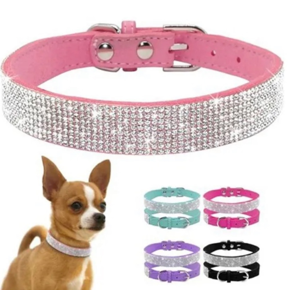 ❄️Pink/ Black Bedazzled Dog Collars❄️